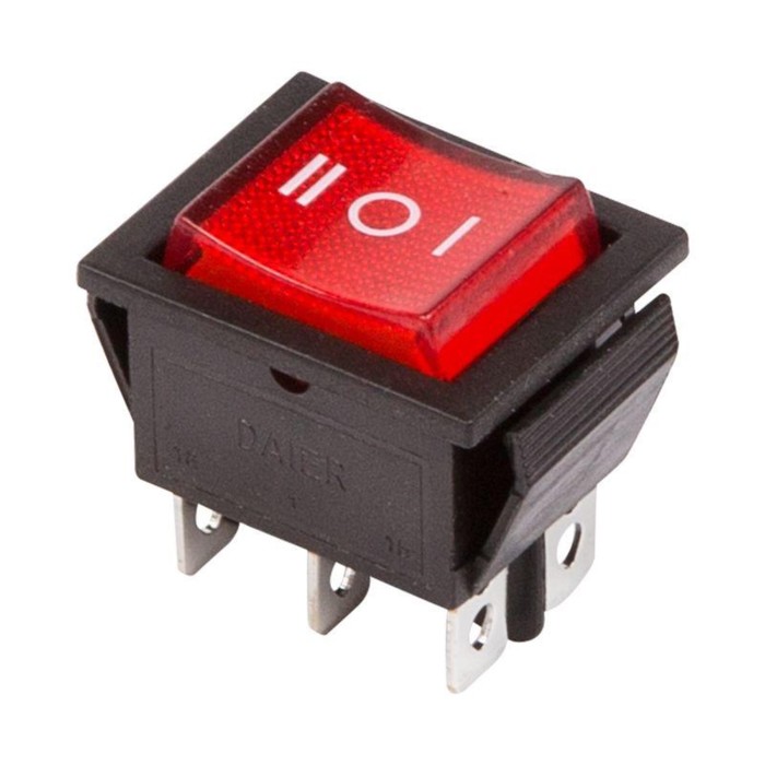 Клавишный выключатель Rexant 36-2390, 250 В, 15 А, ON-OFF-ON, 6с, красный, с подсветкой клавишный выключатель 250 в 15 а on off on 6с красный с подсветкой