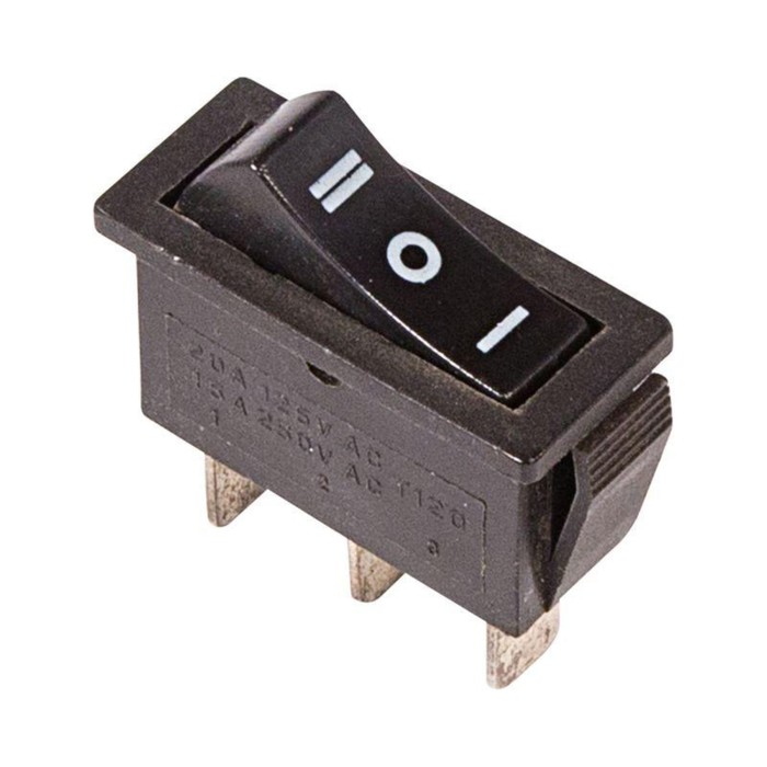 Клавишный выключатель Rexant 36-2220, 250 В, 10 А, ON-OFF-ON, 3с, черный, с нейтралью цена и фото