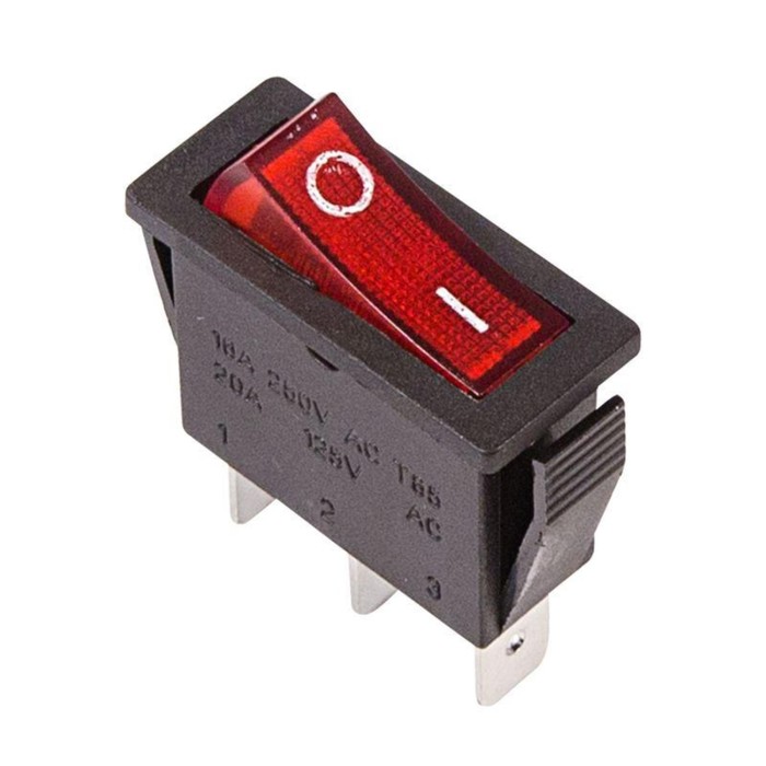 Клавишный выключатель Rexant 36-2210, 250 В, 15 А, ON-OFF, 3с, красный, с подсветкой клавишный выключатель 250 в 15 а on off on 6с красный с подсветкой