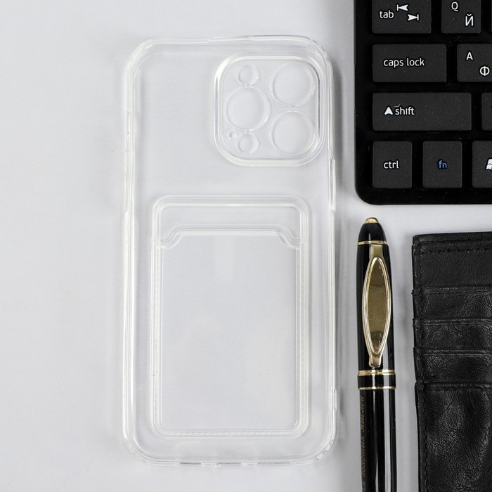 

Чехол iBox Crystal, для телефона iPhone 14 Pro Max, силиконовый, кардхолдер, прозрачный