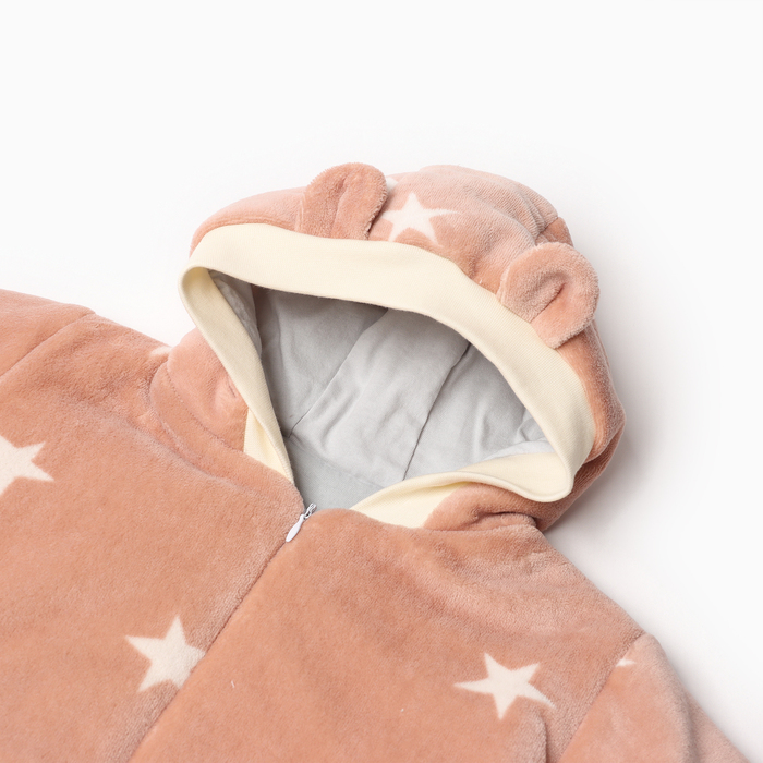 Комбинезон Крошка Я утепленный плюшевый, рост 68-74, бежевый 9517736