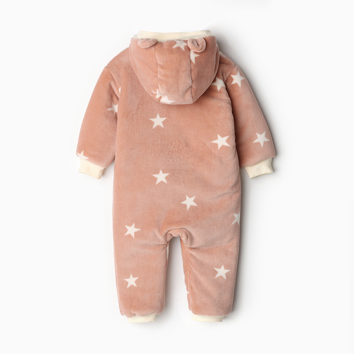 Комбинезон Крошка Я утепленный плюшевый, рост 68-74, бежевый 9517736