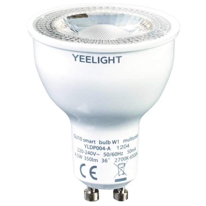 Умная лампочка Yeelight GU10 Smart bulb (Multicolor), 4.5 Вт, 350 лм, упаковка - 4 шт. умная лампа yeelight умная лампочка gu10 smart bulb multicolor