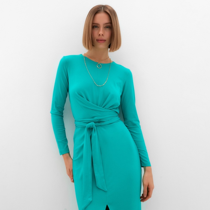 фото Платье женское minaku: green trend цвет бирюзовый, р-р 46
