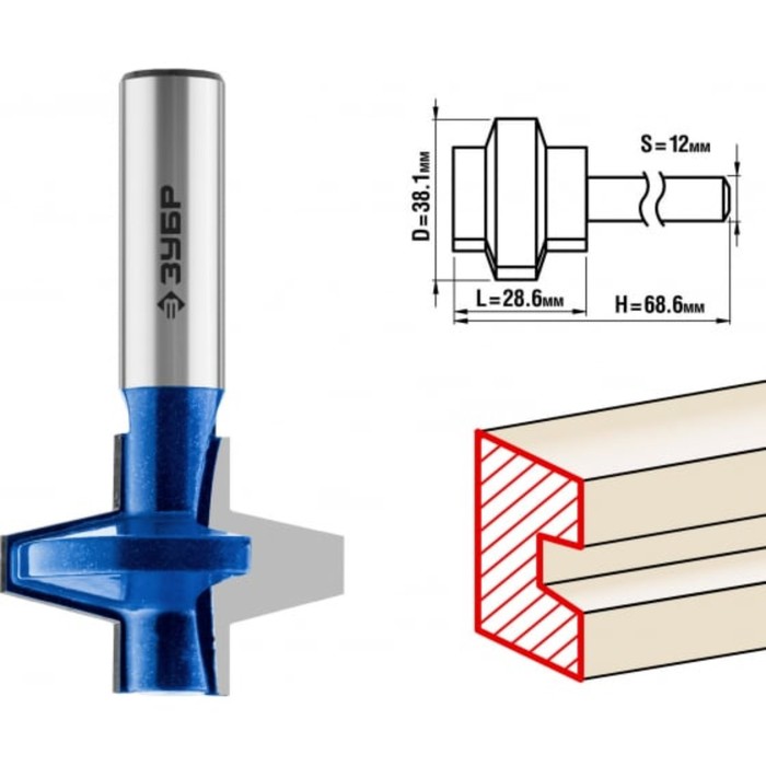 

Фреза пазо-шиповая ЗУБР 28731-38.1-1, наборная, хвостовик d = 12 мм, 38.1 x 28.6 мм