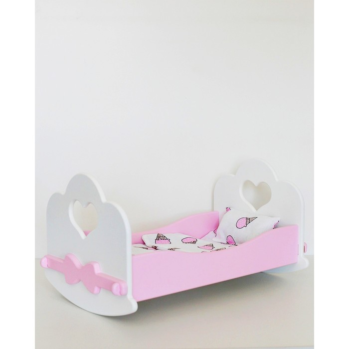 Кроватка качалка «Сердце» с постельным бельём кроватки для кукол pema kids люлька котёнок с постельным бельём 30 см