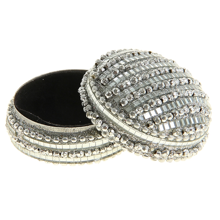 Шкатулка круглая "Этника - Серебряные капли"