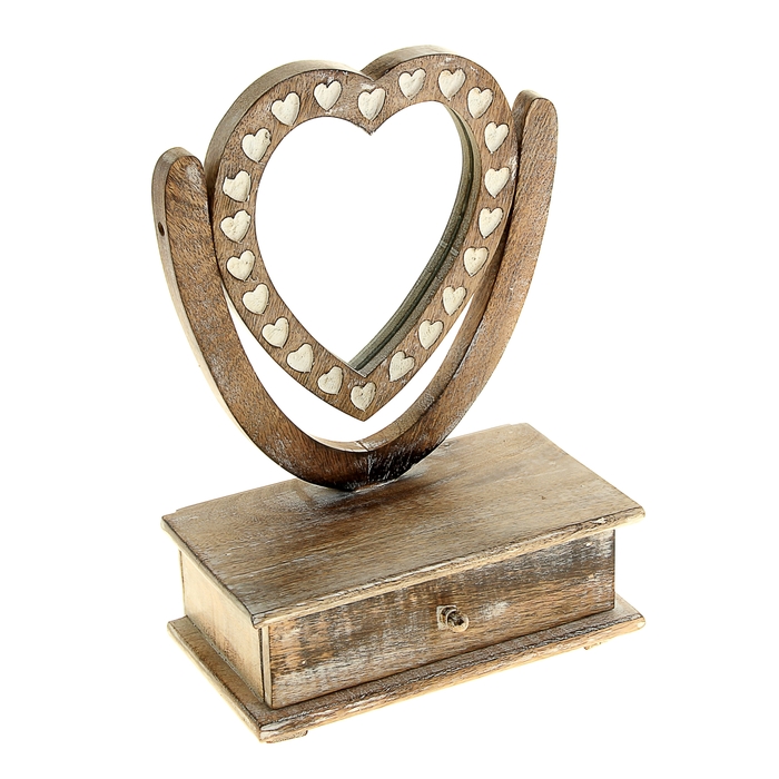 Зеркало настольное с ящиком "Сердечко"