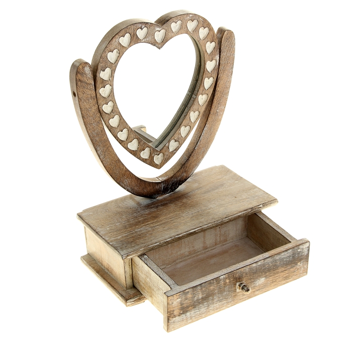 Зеркало настольное с ящиком "Сердечко"