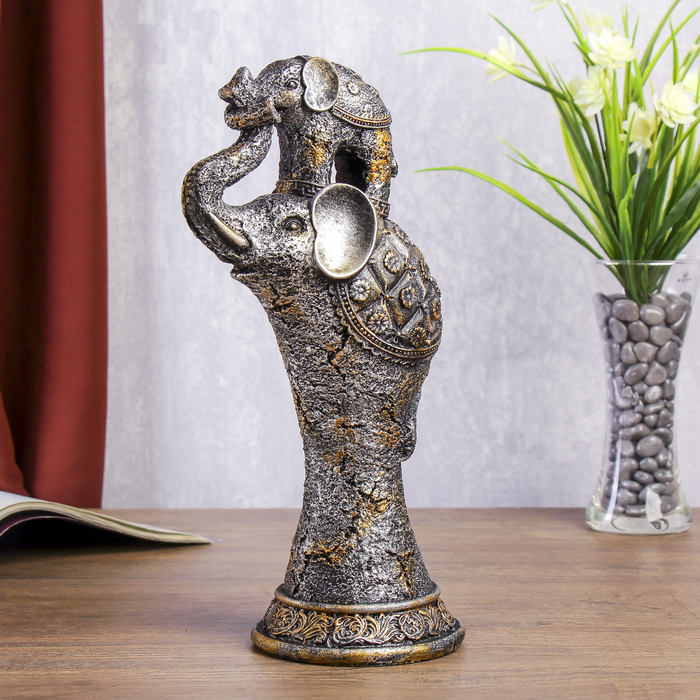 Сувенир "Слон со слонёнком с мраморной кожей"