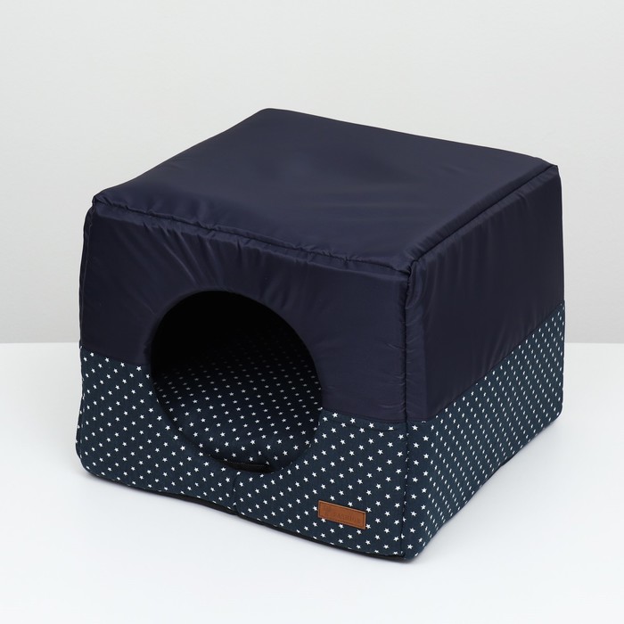 Дом-трансформер Оксфорд, бязь иск. мех, 43 х 43 х 34 см, синий со звездами, 9518199 - фото 81596