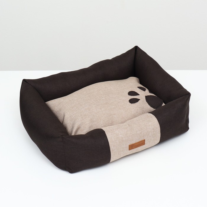 Лежанка со съемной подушкой Лапа, рогожка, 50 х 40 х 15 см