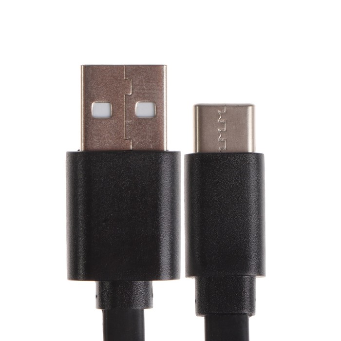 фото Кабель maxvi mc-02f, type-c - usb, 2 а, 1 м, pvc оплетка, плоский, черный