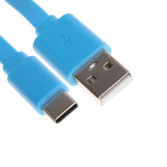 Кабель Maxvi MC-02F, Type-C - USB, 2 А, 1 м, PVC оплетка, плоский, синий