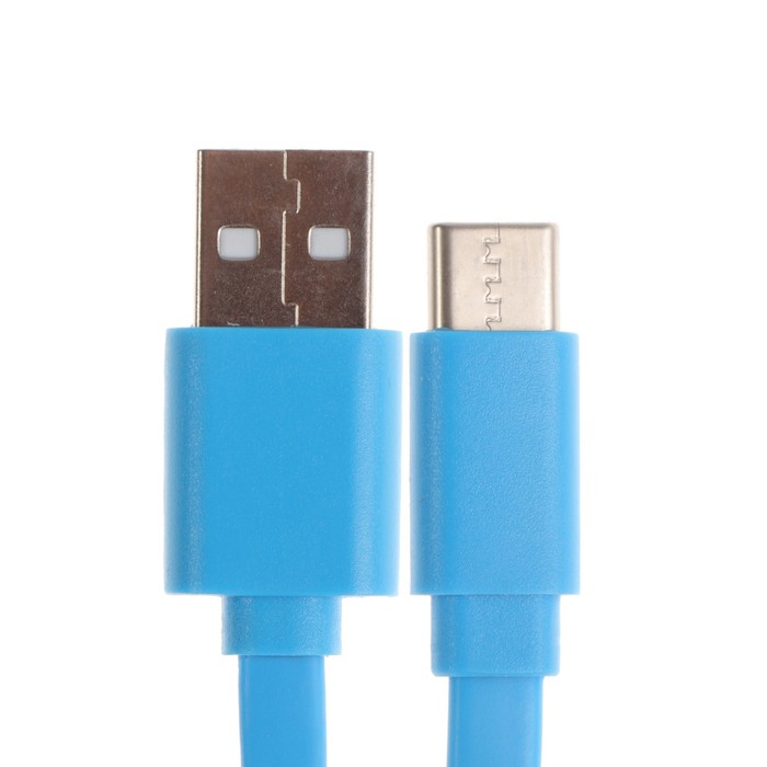 фото Кабель maxvi mc-02f, type-c - usb, 2 а, 1 м, pvc оплетка, плоский, синий