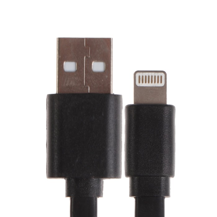 фото Кабель maxvi mc-03f, lightning - usb, 2 а, 1 м, pvc, плоский, черный