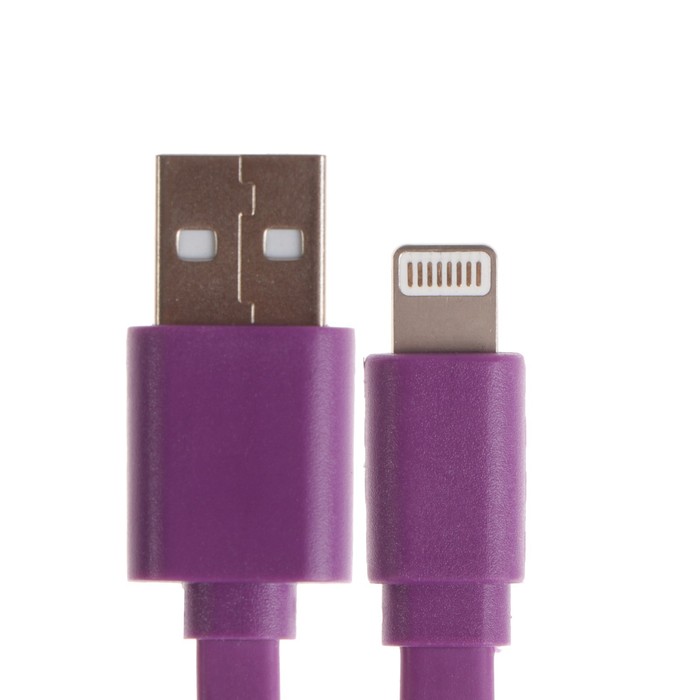

Кабель Maxvi MC-03F, Lightning - USB, 2 А, 1 м, PVC, плоский, фиолетовый