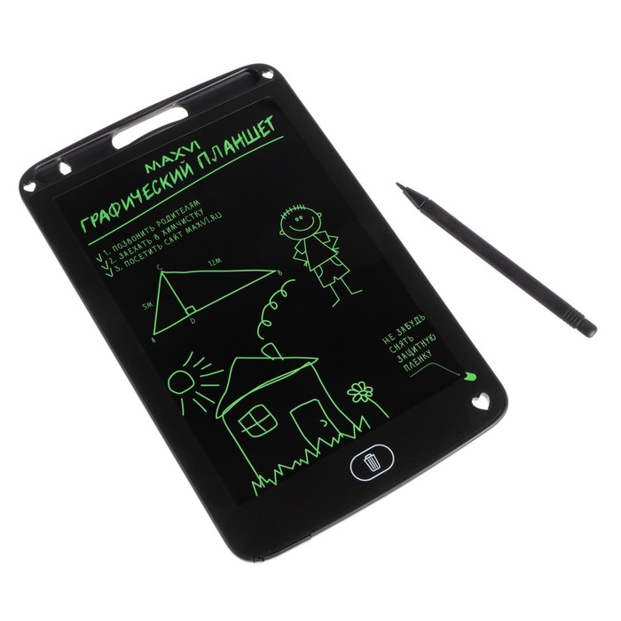 

Графический планшет для рисования и заметок LCD Maxvi MGT-01, 8.5”, угол 160°,CR2016, черный
