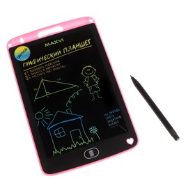 Графический планшет для рисования и заметок LCD Maxvi MGT-01С, 8.5”, цветной дисплей, розовы