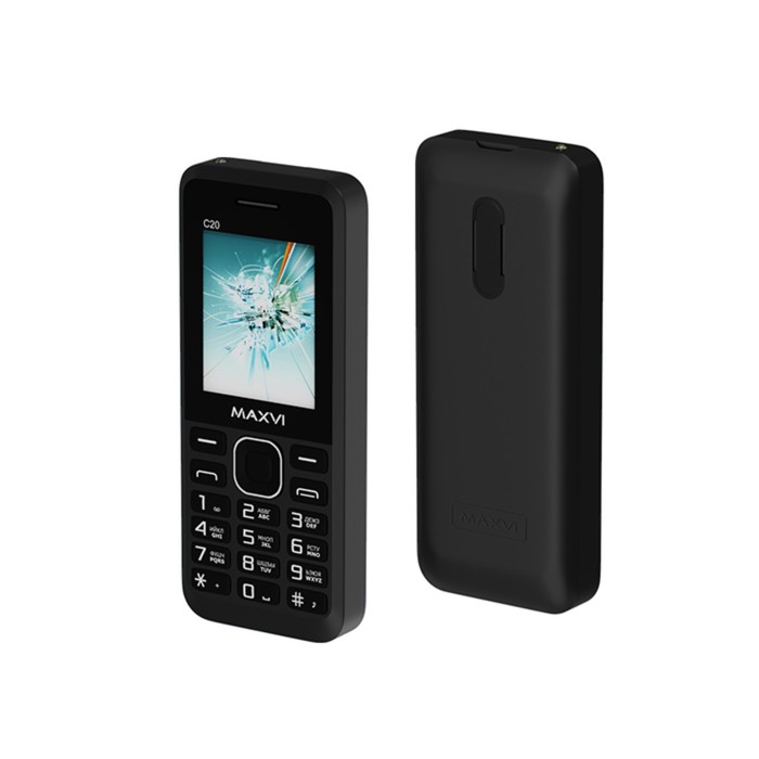 Сотовый телефон Maxvi C20, 1.77, microSD, 2 sim, FM, фонарик, 600 мАч, черный