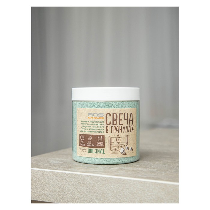 

Свеча в гранулах «RosCandles» цвет мята в банке ПЭТ, 300 г + фитили