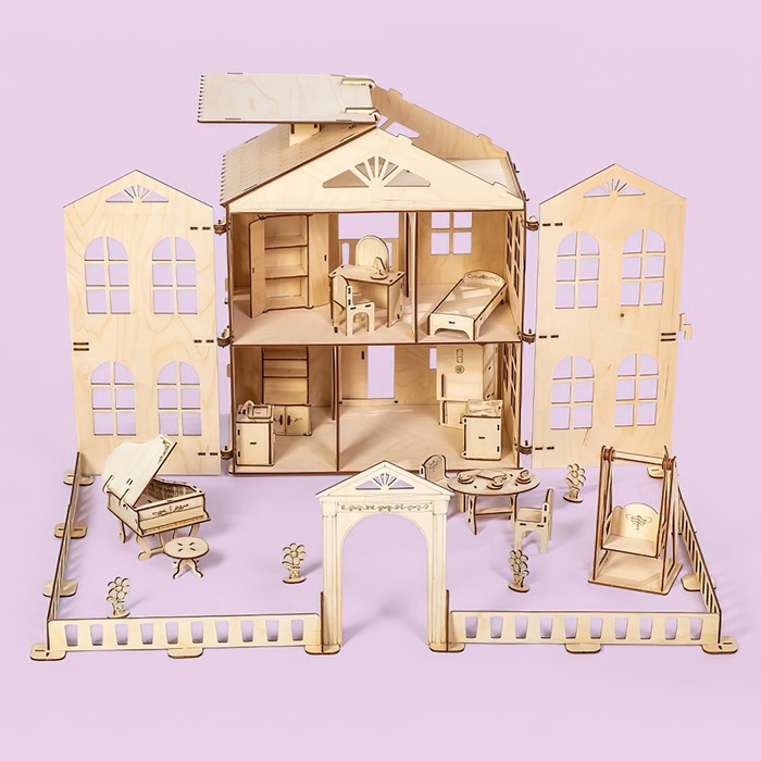 Конструктор кукольный дом «Распашенка» для средних кукол с мебелью