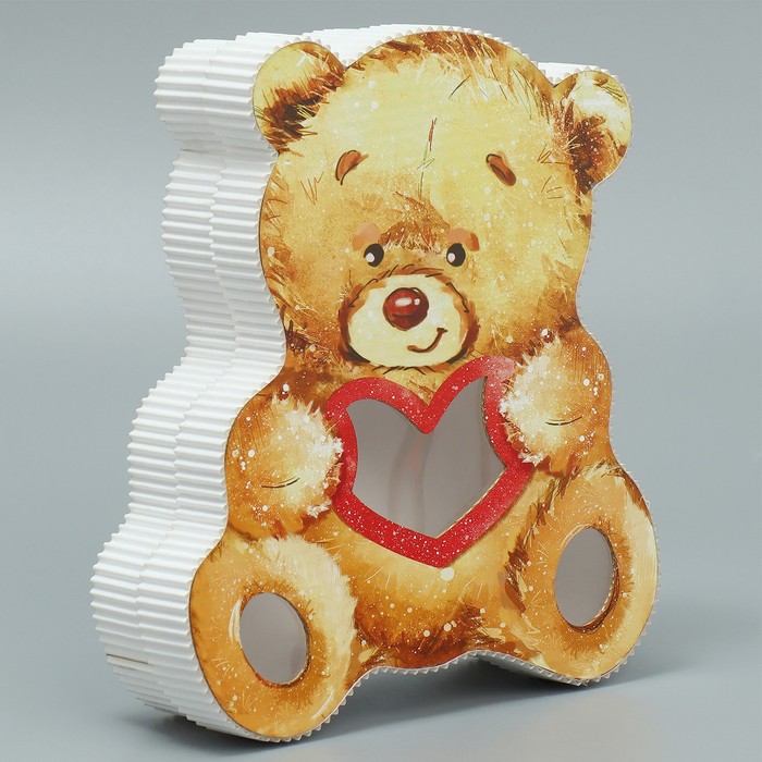цена Коробка подарочная, кондитерская упаковка, «Медвежонок», 16,5х20х5 см