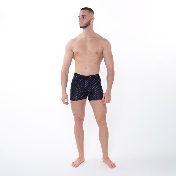 фото Трусы мужские боксеры, цвет чёрный/геометрия, размер 56 fox tex