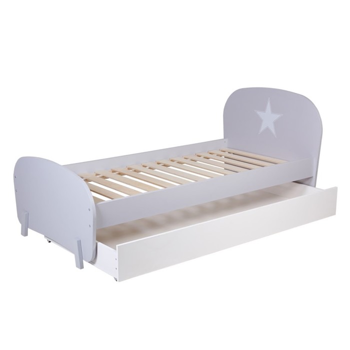 

Кровать детская Polini kids Mirum 1915 c ящиком, цвет серый, ящик белый
