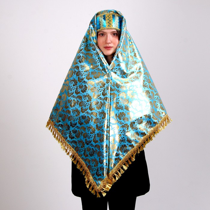 Карнавальный набор: платок, кокошник, золото на голубом карнавальный набор народы мира платок кокошник золото на голубом