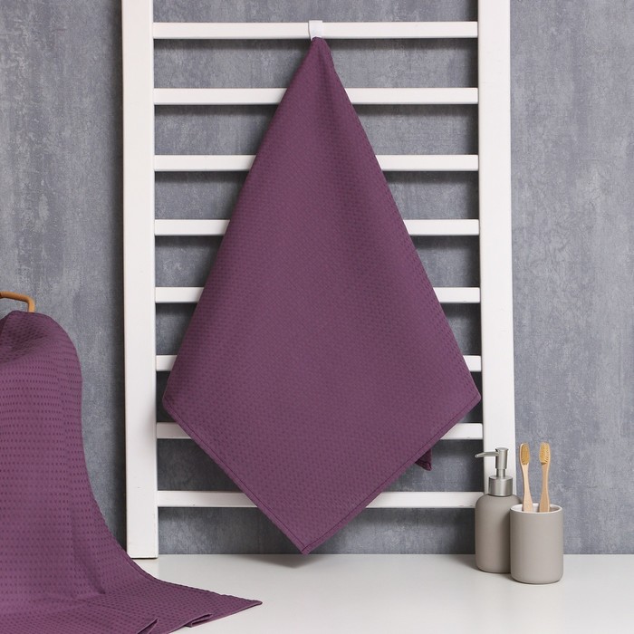 фото Полотенце вафельное экономь и я 50х90 см, лаванда, 100% хлопок, 200 г/м2