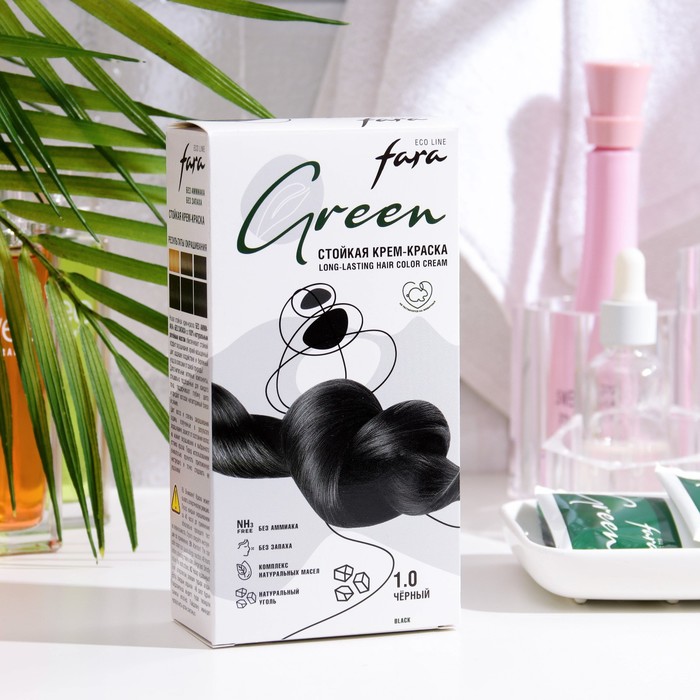 Краска для волос FARA Eco Line Green 1.0 черный, 125 г крем краска стойкая для волос fara eco line green 6 5 вишня