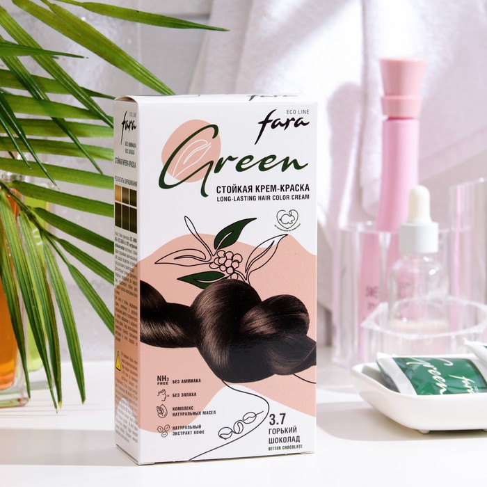 Краска для волос FARA Eco Line Green 3.7 горький шоколад, 125 г крем краска стойкая для волос fara eco line green 3 7 горький шоколад