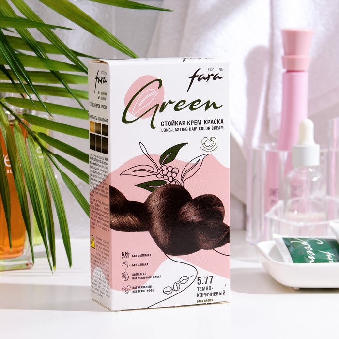 Краска для волос FARA Eco Line Green 5.77 темно-коричневый, 125 г крем краска стойкая для волос fara eco line green 4 75 темно каштановый