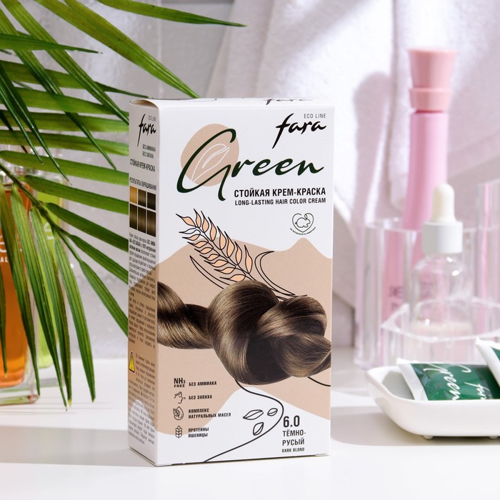 Краска для волос FARA Eco Line Green 6.0 темно-русый, 125 г крем краска стойкая для волос fara eco line green 4 75 темно каштановый
