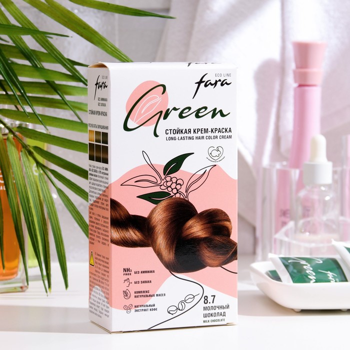 Краска для волос FARA Eco Line Green 8.7 молочный шоколад, 125 г краска для волос fara eco line green 8 7 молочный шоколад 125 г