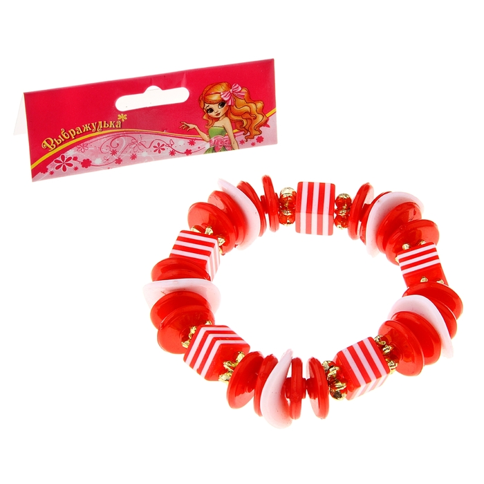 Браслет детский "Выбражулька" полосатый кубик, цвет красный