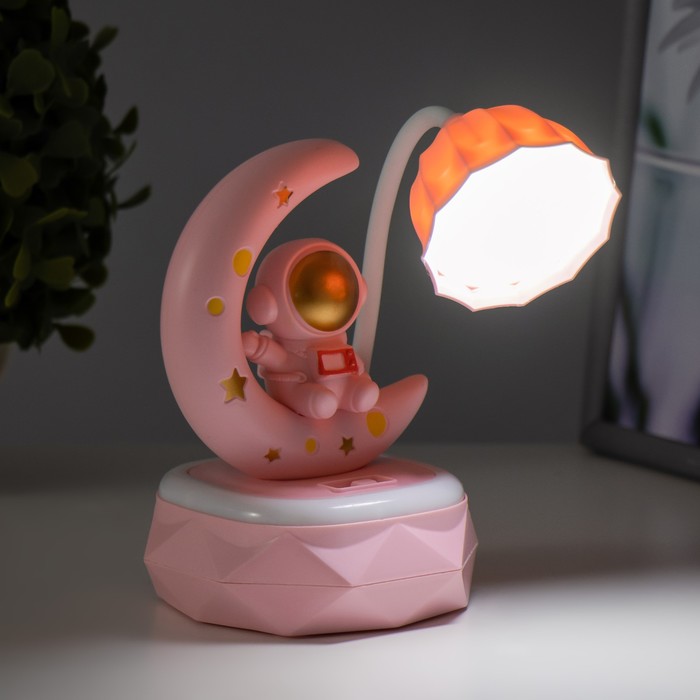 Настольная лампа "Космонавт на луне" LED 2Вт USB АКБ МИКС 10х10х21 см 9352518