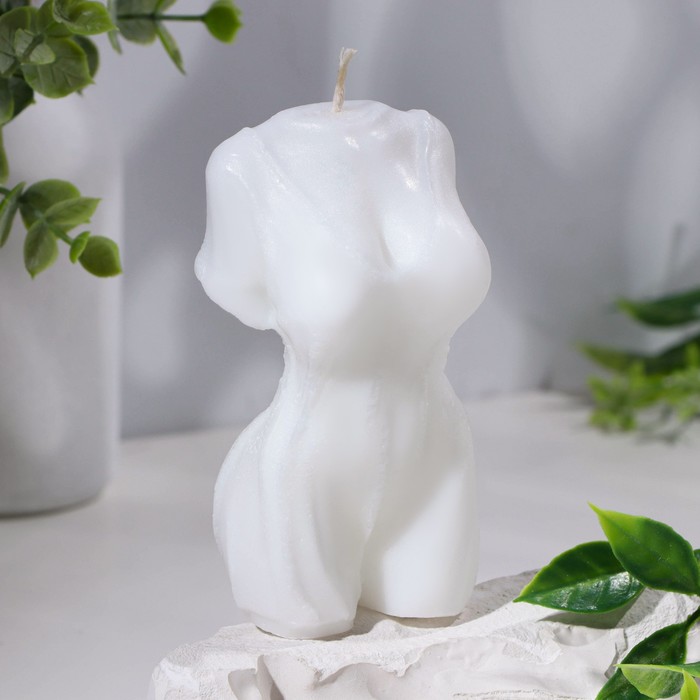 Свеча фигурная Женский силуэт в платье, 5,5х3,5х10,5 см, белый свеча фигурная женский силуэт 10 см лавандовая