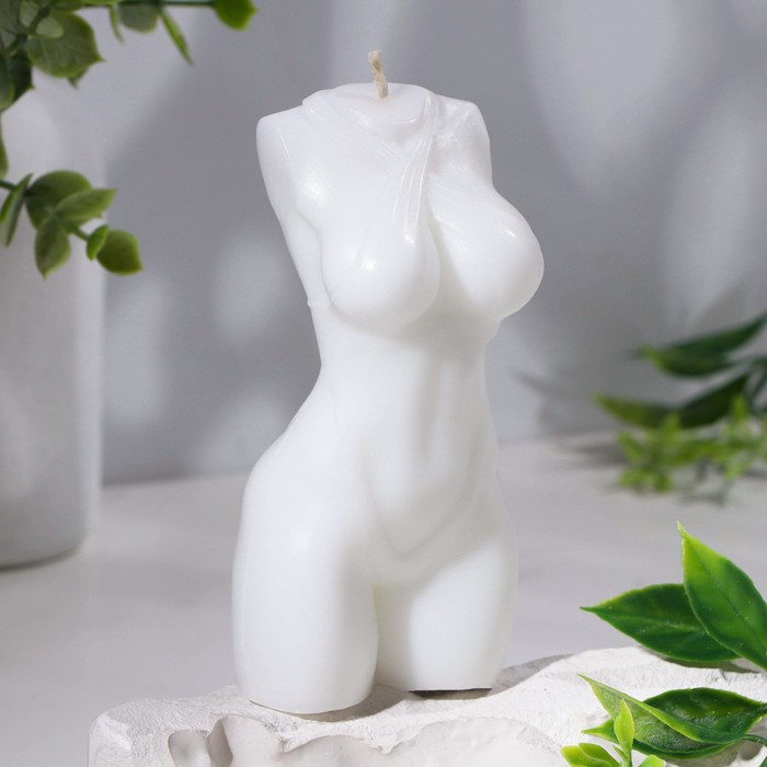 Свеча фигурная Женский силуэт с завязками, 4х4х11 см, белый свеча фигурная женский силуэт 10 см лавандовая