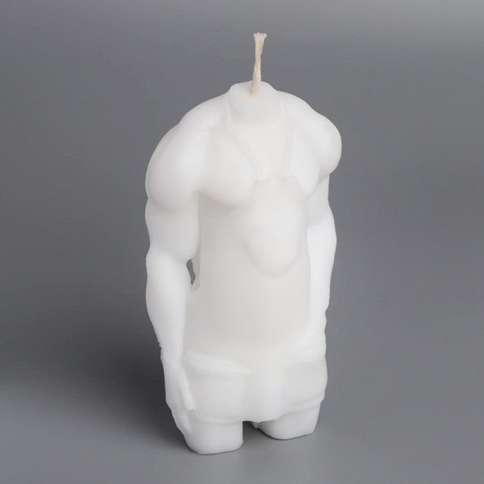 фото Свеча фигурная "мужской силуэт" в фартуке с сердечком, 5,5х3,5х10,5 см, белый