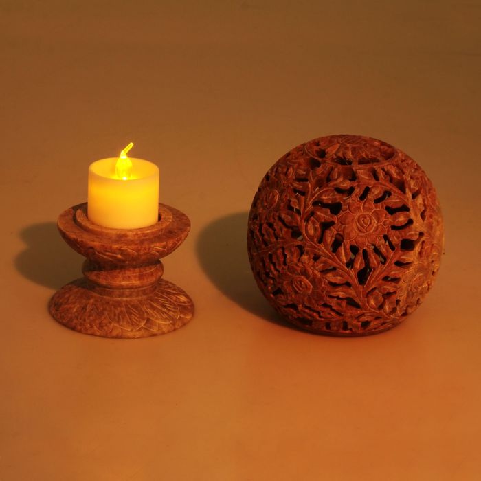 Подсвечник-шар резной "Цветок"