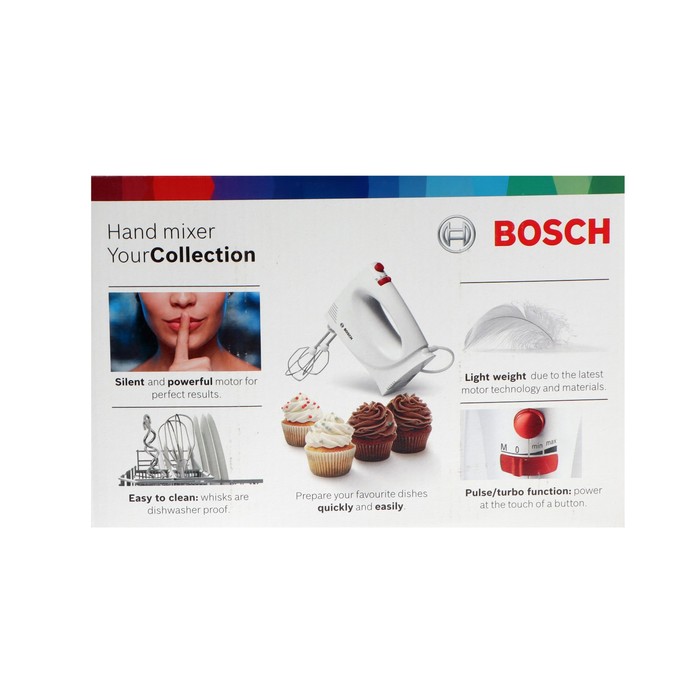 

Миксер Bosch MFQP1000, ручной, 300 Вт, 2 скорости, белый