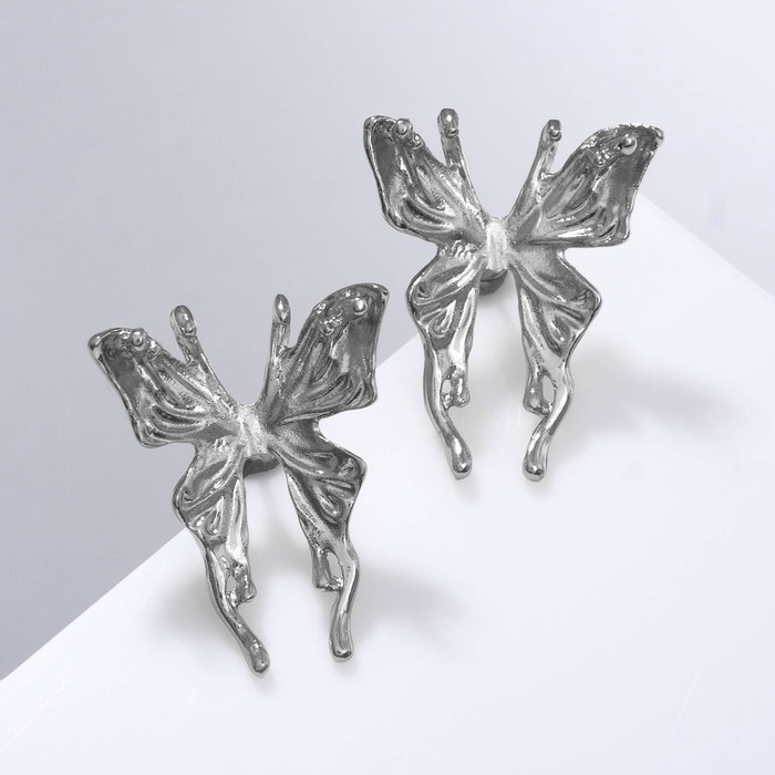Серьги металл «Бабочки» сказочные, цвет серебро серьги металл бабочки цвет серебро