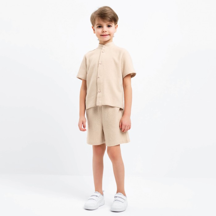 Комплект для мальчика (рубашка, шорты) MINAKU цвет бежевый, рост 110 комплект для мальчика рубашка шорты minaku цвет бежевый рост 116
