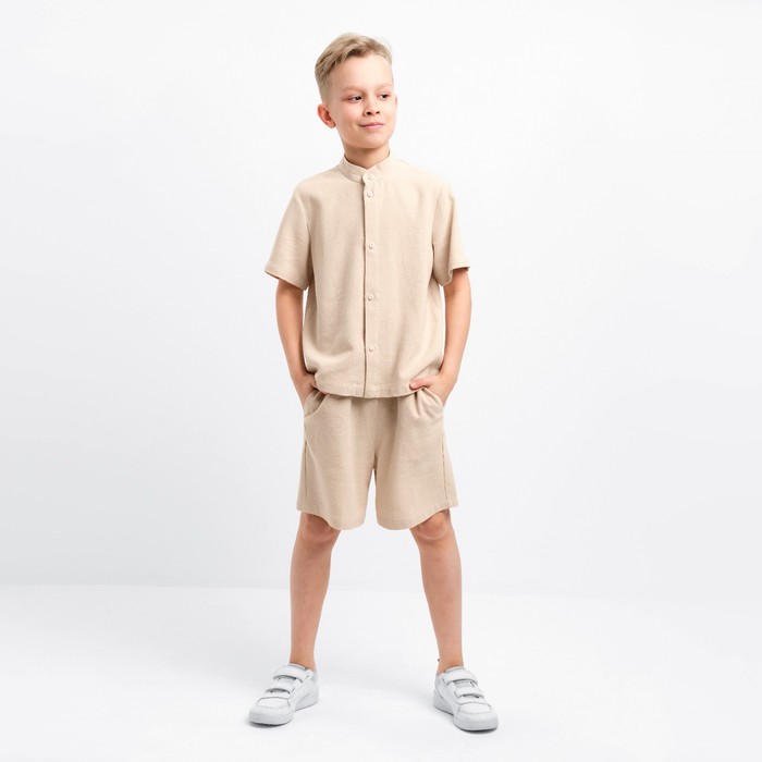 Комплект для мальчика (рубашка, шорты) MINAKU цвет бежевый, рост 158