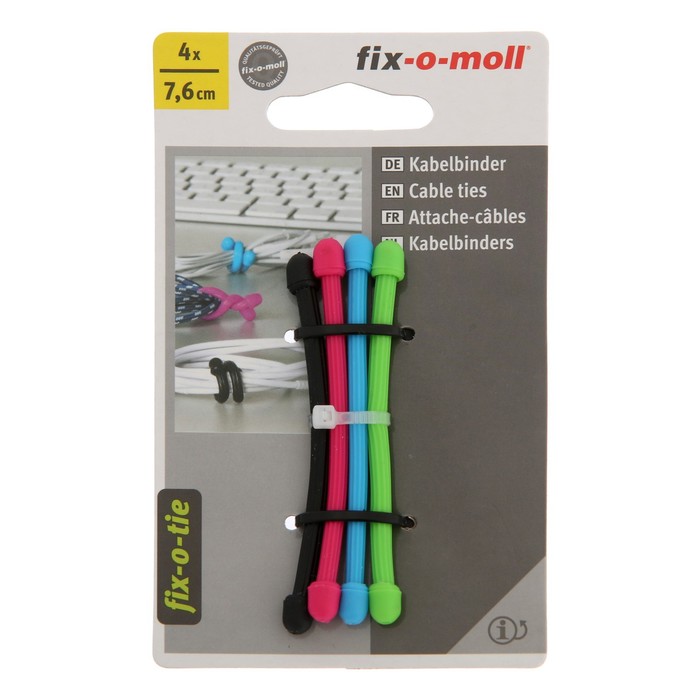 Cтяжка для кабеля, fix-o-moll 7,6 см 4-цветная цветной 4 шт