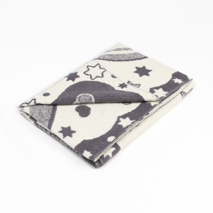 Одеяло байковое Совы на луне 100х140см, цвет серый 400г/м хл100%