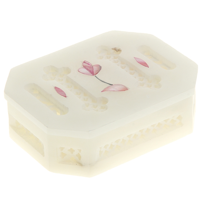 Шкатулка из камня резная шестиугольная "Нарцисс"