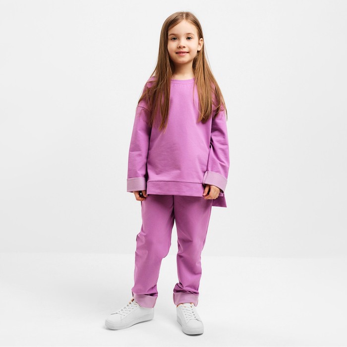 Костюм детский (свитшот, брюки) MINAKU цвет лавандовый, рост 122 см